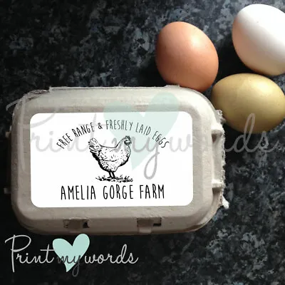 PERSONALISED FRESHLY LAID EGG BOX LABELS X 12 Poultry Chicken Hen • £3