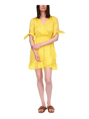 MICHAEL MICHAEL KORS Womens Yellow Pullover Tie Cuffs Hem Short Dress Plus 1X • $17.99