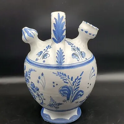 Vintage Toledo Majolica Blue & White Hand Painted Ceramic Jug. Signed • $99.99