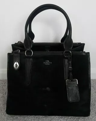 $89.50 • Buy Authentic Coach Crosby Calfhair Satchel Handbag Purse 33535 Black $450 Rare