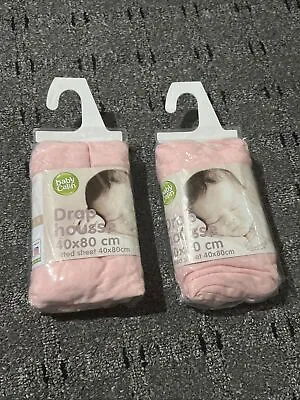 Baby Fitted  Sheets For Cot  Bed Moses Basket Crib Pram Pink 40 X 80 Cm 2 Pack • £5.99