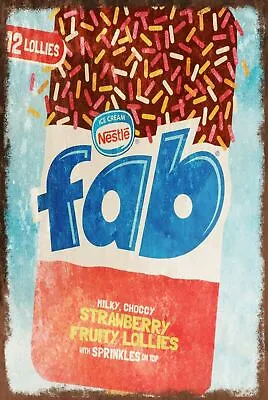 £6.99 • Buy Fab Ice Lolly Vintage Retro Style Metal Wall Sign Plaque, Cafe Ice Cream, Summer