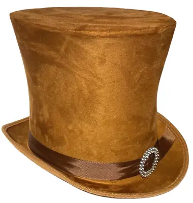 Deluxe TALL BROWN BELL TOPPER TOP HAT Steampunk Adult Costume Wizard Magician  • $34.89