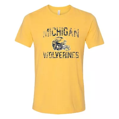 Michigan Wolverines Faded Football Helmet Canvas Triblend T Shirt • $28.99