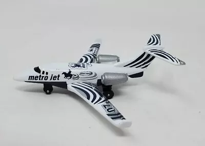 Vintage 2002 Matchbox METRO JET Plane Diecast With White/Blue  Zebra Design 4  L • $6.90