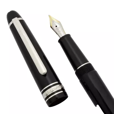 New Authentic Montblanc Meisterstuck Platinum Fountain Pen W/h Leather Pen Case • $488.82