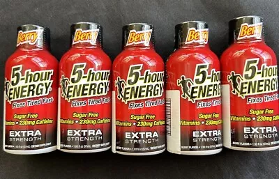 (5) 5-Hour Energy Extra Strength BERRY Flavor 1.93 Fl OZ Bottle Shots Exp 01/26 • $14.95