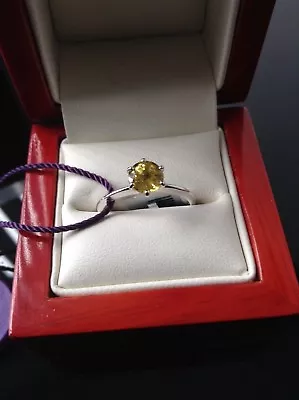 £599 • Buy  ‘ILIANA.' Superb 1ct AAA Yellow Sapphire Solitaire18k White Gold 