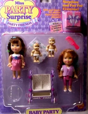 Toy Biz Miss Party Surprise 2 Party Friends Baby Party  & With 2 Babies & Stroll • $29.95