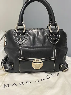 Marc Jacobs Vintage Black Venetia Calf Leather Satchel Handbag W/ Orig Dust Bag • $122