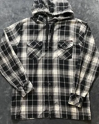 SINISTER Brand Plaid Hoodie UFC MMA Snap Button Black/White Shacket Men’s Medium • $16