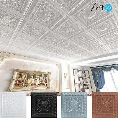 Art3d 12-Pack PVC Drop Ceiling Tiles  2'x2' Glue Up Ceiling Tile，Cover 48 Sq.ft • $79.99