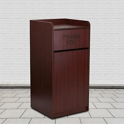 $308.48 • Buy Commercial Trash Can Restaurant Receptacle Garbage Trap Top Mahogany Finish New 