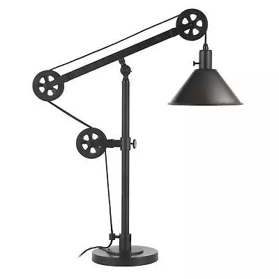 29  Traditional Metal Table Lamp With Pulley System And Cone Metal Shade • $180