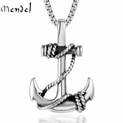$10.99 • Buy MENDEL Mens Stainless Steel Nautical Surfing Beach Anchor Pendant Necklace Men