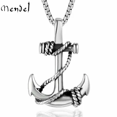 MENDEL Mens Stainless Steel Nautical Surfing Beach Anchor Pendant Necklace Men • $10.99