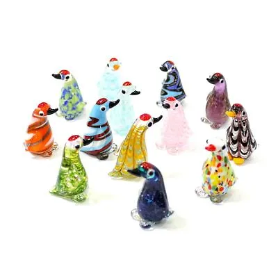 Cute Miniature Duck Glass Figurine Ornaments Colorful Easter Animal Tiny Statue • $6.99