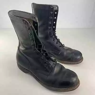 Vintage Panco Men's Black Leather Combat Goodyear Welt Boots Size 12 Preowned • $99