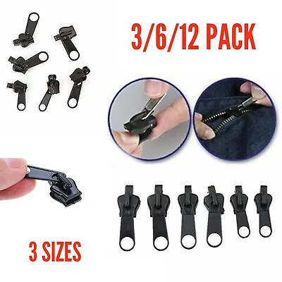 3/6/12 Universal Zipper Replacement Repair Kit 3 Sizes Instant Zip Slider UK • £2.55