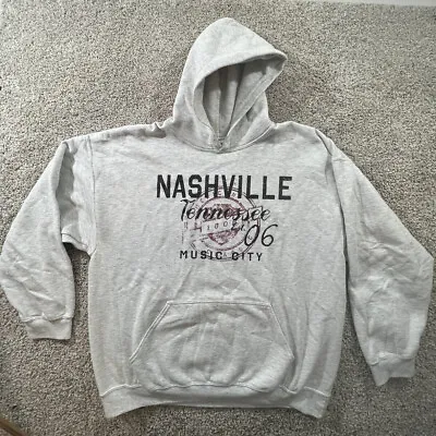 Nashville Tennessee Music City Hoodie Men’s XL Gray Sweatshirt Pullover • $20.22