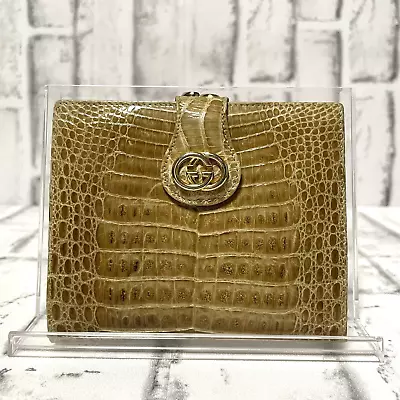 Rare!! Vintage  GUCCI   Crocodile Wallet  Purse  Beige • $159.99