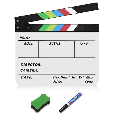 Directors Film Clapper Board Dry Erase Film Slate 10x12  Acrylic Color Stick • $21.99