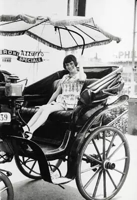French Singer Mireille Mathieu Poses Smiling Sitting On A Cart OLD PHOTO • $5.78