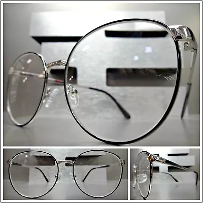 OVERSIZED EXAGGERATED RETRO Style READING EYE GLASSES READERS Silver Oval Frame • $13.94