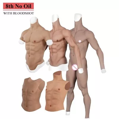 Crossdressing Men Muscle Suit Full Bodysuit Silicone Fake Chest Cosplay Pants • £145.49