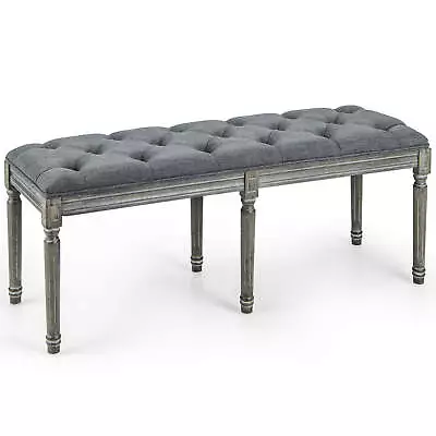 47  French Vintage Entryway Bench Upholstered Dining Bench W/Rubber Wood Legs • $89.99