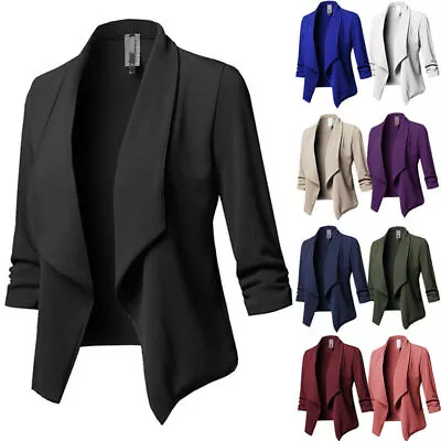 £13.69 • Buy Womens Blazer Suit Collar Ladies Long Sleeve Formal Work Jacket Coat Plus Size
