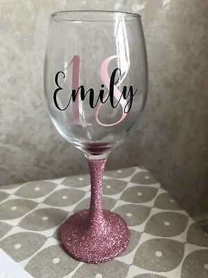 £13.99 • Buy Personalised Birthday Glitter Wine Glass Gift Wrapped 18th 21st 30th 40th