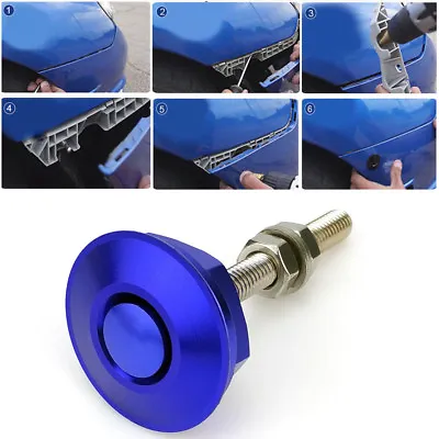 $12.68 • Buy Blue Quick Release Car Push Button Hood Pin Lock Low Profile Click Latch Clip
