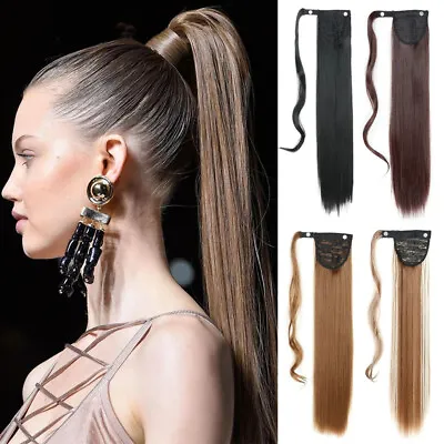 Synthetic Wrap Around Ponytail Clip In Hair Extensions Long Straight Pony Tail  • $10.22