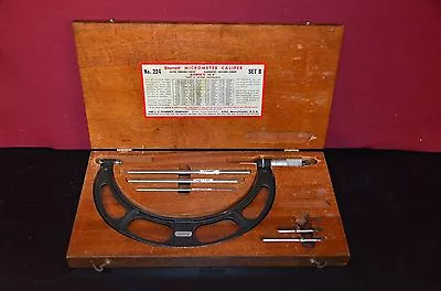 Starrett # 224 Vintage Satin Chrome 6  To 9  Micrometer Caliper Set B Wood Case  • $180