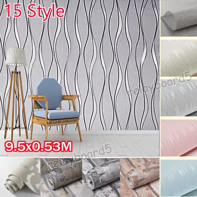 3D Damask Sliver Wave Wallpaper Silver Grey Wall Paper Rolls Home Room Decor·10M • £5.99