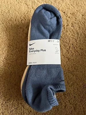 Nike Everyday Plus Mens Cushion No-Show Socks Multicolor Blue Cream Brown 3-Pack • $15.99