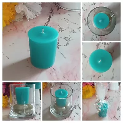 Handmade Aromatic 'Wildflowers' 15hr Scented Votive Candle Aqua-Teal  • $6.85