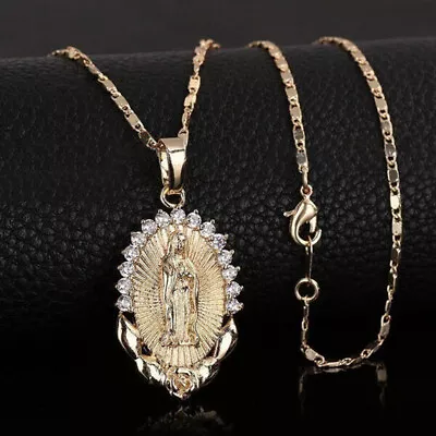 Women Mens Necklace Religious Faith Prayer Virgin Mary Zircon Pendant Jewelry • $2.33