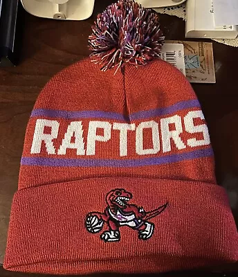 Toronto Raptors Logo Red Mitchell & Ness Beanie Knit Pom Hat Cap One Size NWT • $23.99