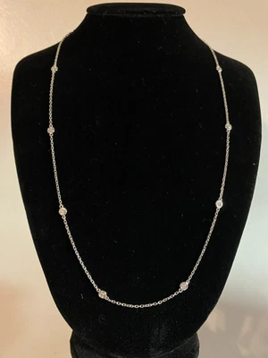$575 • Buy 14K White Gold Diamonds By The Yard Necklace 0.50ct VS Diamonds