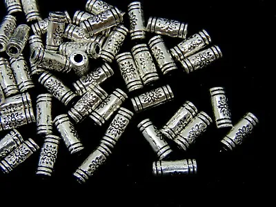 50 Pcs - 10mm Tibetan Silver Tube Spacer Beads Jewellery Craft Beading K72 • £3.89