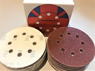 125mm Punched Sanding Discs 5  Orbital Sander Pads 406080120240320 Etc • £0.99