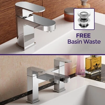 £88.99 • Buy Modern Bathroom Basin Sink Mono And Bath Filler Mixer Tap Set Chrome | Eclipse