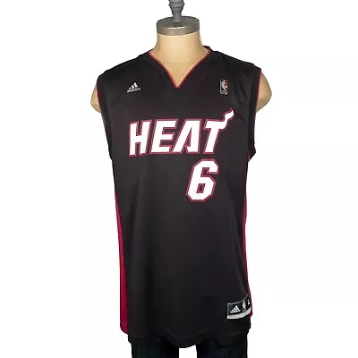 Tank Top NBA Miami Heat Vintage Lebron James #6 Adidas Black Red Away Basketball • £21.40
