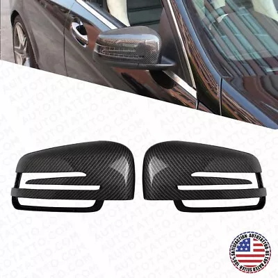 Carbon Fiber Style Side Rear Mirror Cover For Mercedes W204 W212 W117 C E Class • $47.99