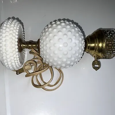 Vintage 10” Milk Glass Lamp Retro Brass And White Table Lamp Tested/Works~ RETRO • $21.99