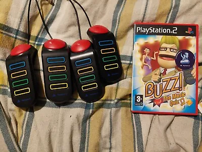 £8.99 • Buy Buzz The Music Quiz Game With Controllers Buzzers For Playstation 2 PS2 Two