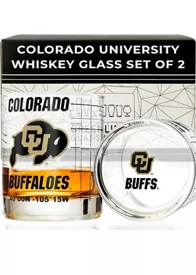 ✅ Colorado Buffaloes With Campus Map Whiskey Tumbler Set 2- GreenLine Glasswear • $44.95