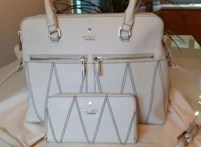 £129.99 • Buy £319 Pristine Modalu Large Pippa White Chocolate Shoulder Tote Grab Bag + Purse